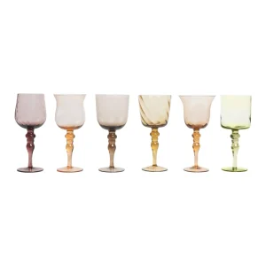 Bitossi Home Set 6 Goblets Texture Amber/Pink Nuances