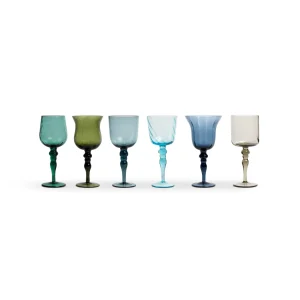 Bitossi Home Set 6 Goblets Texture Blue/Green Nuances